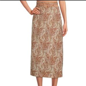 NWT Gianni Bini Paisley Wrap Tie Waist High Rise Sheath Midi Skirt Size 12